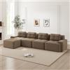 Yihomfy Divano componibile compresso a 4 posti con pouf, 382 cm Divano ad angolo nudo senza ossatura, morbido velluto a coste, seduta profonda, convertibile e liberamente combinabile, senza montaggio