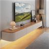 YINXSLO Mobile TV Sospeso da Parete Moderno in Legno con Cassetti e Ripiani, Mobile Porta TV Flottante per Soggiorno e Camera da Letto(Legno+bianco+led,260cm/102.3in)