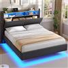AOGLLATI Letto Matrimoniale con Contenitore, Struttura Letto 140x190 cm