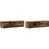 Mhdvray Set di 2 mobili per TV sospesi, in legno di rovere affumicato, 100 x 31 x 25,5 cm, montaggio a parete, con cassetto e scomparto, mobile TV sospeso per soggiorno