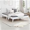 Homestyle4u Letto Matrimoniale in Legno Massiccio 140 x 200 cm Bianco Pino Futon A Doghe