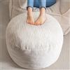 HIGOGOGO Pouf in velluto a coste, poggiapiedi rotondo con imbottitura in schiuma, 50 x 35 cm, beige
