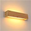 Comely Applique da Parete Interno, 18W Vintage Lampada da Parete in Legno | 3000K Luce Calda, Grano di Legno Creativo Lampada a Muro LED per Camera da Letto Soggiorno Corridoio Scale
