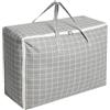 Cozary Sacchetto di Stoccaggio Grande, 105L Impermeabile Borse per Traslochi con Maniglia per Vestiti, Coperte, Cuscini - 70 x 50 x 30 CM - Motivo a Scacchi Grigio