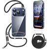 OLEPHY Trasparente Cover con Cordino per iPhone 17 Pro Max 6,9'', Nero