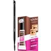 NYX Professional Makeup Gel Sopracciglia The Brow Glue Medium Brown Tenuta 16H Effetto Laminazione + Pro Dual Brow Brush Pennello Sopracciglia con Setole Angolate e Pettinino - Set da 2