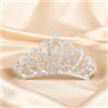 Volakebeing Lussuoso pettine per capelli a forma di corona, in lega di zinco, elegante, per feste, da donna, argento, 4 cm