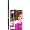 NYX Professional Makeup Gel Sopracciglia The Brow Glue Dark Brown Tenuta 16H Effetto Laminazione + Pro Dual Brow Brush Pennello Sopracciglia con Setole Angolate e Pettinino - Set da 2