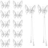 RICUHJIAJU 12 Mollettoni Decorativi Farfalla 3D In Metallo Con Nappe, Gioielli Per Capelli, Articoli Per Acconciature Donne, Ragazze E Matrimoni (A)