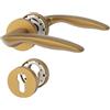Amerdeco Maniglia per porta interna bronzo dorato con rosetta rotonda, set maniglia PZ con cilindro europeo, design moderno per porte d'ingresso e interne UK0099