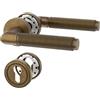 Amerdeco Maniglia per porta interna Bronzo retrò con rosetta rotonda, set maniglia PZ con cilindro europeo, guarnitura porta per porte d'ingresso e interne UK0098