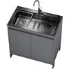 Locuetyn Mobile Lavatoio Moderno, Armadio Impermeabile in Alluminio a Nido d'Ape con Lavello Nero Nano Inox, Lavatoio da Esterno/Interno con Rubinetto a Collo di Cigno, Bianco/Grigio