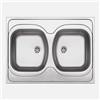 BB BuyBath Lavello cucina da appoggio in acciaio inox con 2 vasche 80x60x14H cm finitura satinato