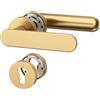 Amerdeco Maniglia per porta interna oro champagne con rosetta rotonda, set maniglia BB con chiave a mappa, design classico per camere e porte interne UK0101