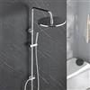 Görbach Colonna Doccia in Acciaio Inox senza Miscelatore, Set Doccia a Pioggia con Doccetta e asta doccia regolabile in altezza 74-114 cm, soffione XL 25 cm cromato