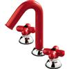 XDSMB Rubinetto Lavandino Bagno 3 Fori Rosso Rotazione 360° Rubinetto Bagno Doppio Comando 2 Modalità