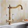 YUESUO Rubinetti da cucina in bronzo antico Rubinetto girevole a 360 gradi Rubinetto per acqua calda e fredda Miscelatore per lavello da cucina