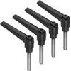 sourcing map 4 maniglie a leva di bloccaggio, M8 x 40 mm, in acciaio inox 304, filettate maschio, maniglie regolabili di bloccaggio a sgancio rapido a cricchetto con pulsante a pulsante, colore nero
