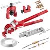 VEVOR Kit di Strumenti per Svasatura Singola a 45° dei Tubi Freno, Kit di Utensile per Espansione dei Tubi Freno Rivestito in Rame 7,6 m x 4,76 mm, con Piegatubi 3 in 1 Pratici e Tagliatubi Incluso