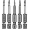 QUARKZMAN 5Pcs Punta Cacciavite A Stella Torx T10 A 6 Punte Antimanomissione Senza Foro Con Codolo Esagonale 1/4 Lunghezza 2 (50mm) Magnetizzata In Acciaio S2 Per Avvitatori Industriali