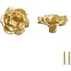 PIYYQNY Pomelli Per Armadietti 2 Pezzi Pomello In Ottone A Forma Di Camelia Maniglia Per Porta Armadio Camera Da Letto Pomello In Ottone A Forma Di Fiore Dorato Per Armadi Cassetti Del Comò(Diametro 32mm)