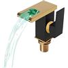 kangten LED cascata lavandino rubinetto in vetro rubinetto lavabo cascata beccuccio rubinetto 3 colore cambiamento illuminazione per bagno (nero+oro)
