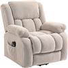 HOMCOM Poltrona Massaggiante Alzapersona con 2 Tasche e Telecomando Beige
