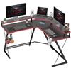 HOMCOM Scrivania Gaming Angolare con Supporto Monitor in Metallo Nero