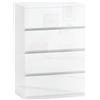 HOMCOM Cassettiera 4 Cassetti in Truciolato Moderna 55x33x80 cm Bianco Lucido