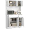 HOMCOM Credenza Cucina Moderna con 4 Armadietti e 2 Cassetti 100x38x180cm Bianco
