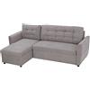 HOMCOM Divano Letto 3 Posti e Chaise Longue Contenitore in Tessuto Grigio