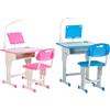 HOMCOM Banco con Sedia per Bambini 6-12 Anni Altezza Regolabile Lampada