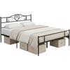 HOMCOM Struttura Letto Matrimoniale 160x200cm Acciaio Doghe Integrate Testiera