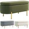 HOMCOM Panca Fondo Letto Ovale da 72L in Tessuto Effetto Velluto