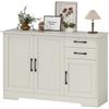 HOMCOM Credenza Cucina 2 Cassetti e 2 Armadietti con Ripiani Regolabili Crema