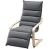 HOMCOM Poltrona Ergonomica Legno e Velluto Poggiapiedi Regolabile Grigio Scuro