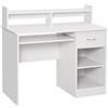 HOMCOM Scrivania Compatta Computer in Legno Bianco Ripiano Tastiera Estraibile