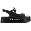 CAFèNOIR - Sandali Frate In Nappa Con Riporto Borchie Su Zeppa, Da Donna, Colore Nero