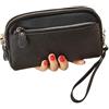 XIUsheUA Pochette da polso da donna Portafoglio Da Donna Con Doppia Cerniera, Pochette In Pelle Bovina, Portamonete, Portacellulare(Black)