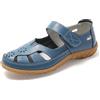 GHTRHSB Mocassini ortopedici da donna in pelle traspirante con punta chiusa sandali estivi da donna casual slip-on tacco basso zeppa Mary Jane, Blu, 38 EU