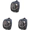 Paowsietiviity 3 set Orologio da polso Punk Vintage con cinturino largo in PU, bracciale in pelle, numeri romani, blu