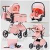 Lnhcrbs Passeggino 3 in 1 Trio, Sistema di Viaggio,per 0-3 Anni,15KG,Rosa