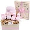 BebeDeParis Regalo Neonato Maschio Femmina con Cappellino | Manopole | Succhietto e Clip in Silicone | Cestino con Morbidezza e Sicurezza per il Bebè | Cesta Personalizzata (Rosa) | BebeDeParis