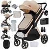Luourzme Passeggino 3 Pezzi, Passeggino 3 in 1, Sistema da Viaggio 0-4 Anni, Pieghevole, Pneumatici in Gomma, Accessori Completi