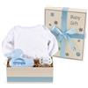 BebeDeParis Regalo Neonato Maschio Femmina con Termometro | Succhietto e Body | Cestino Ideale per la Cura Quotidiana | Cesta Personalizzata (Blu) | BebeDeParis