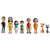 Miniland Famiglia con Pelle Olivastra - Set di 8 Personaggi per Gioco Simbolico, Bambole Inclusive per Casa delle Bambole, Gioco Educativo su Diversità e Valori, 2+ Anni