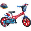 A.T.L.A.S. Bicicletta 12'' Spiderman dotata di 2 freni, piastra anteriore decorativa, parafanghi, carter e stabilizzatori. + Casco Spiderman incluso!