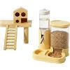 YDAKGUEY Borraccia gialla per criceti e mangiatoia automatica 2 in 1, a prova di perdite, con ugello in acciaio inox, dispenser di cibo trasparente per criceti, gerbil, criceti nani