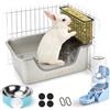 HYLYUN 4-in-1 Lettiera Conigli Acciaio Inox con Rastrelliera, 40x30 cm