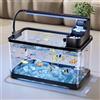 JYBBST Acquario Per Pesci, Vivario Per Tartarughe Piccole, Acquario Betta,Acquario Per Tartarughe Da Tavolo Trasparente Per Pesci Per Acquari Piccoli E Granchi, Paesaggio Ecologico(Black,Small)